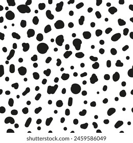 Monochrome seamless pattern with black doodle dots. Random grunge spots texture.