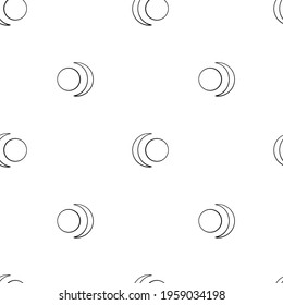 Monochrome seamless pattern with black moons on white background. Stock vector illustration.