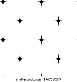 Monochrome seamless pattern with black stars on white background. Stock vector illustration.