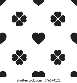 Monochrome seamless pattern with clover leaves, the symbol of St. Patrick's Day in Ireland. Texture for scrapbooking, wrapping paper, textiles, home decor, 