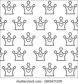 Monochrome seamless pattern with crown. 