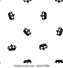 Monochrome seamless pattern with crown. Royal signs in style of fashion illustration. Black and white vector background