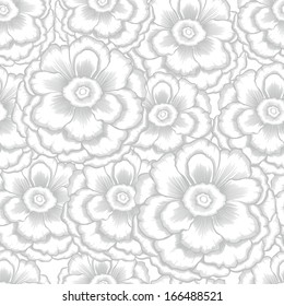 monochrome seamless pattern with decorative peony