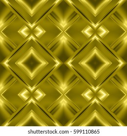 Monochrome seamless pattern of diamonds in the form of Golden aluminum foil with the shiny elements and refraction of light