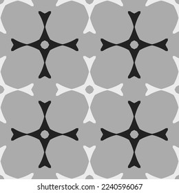 Monochrome seamless pattern with ethnic geometric elements.