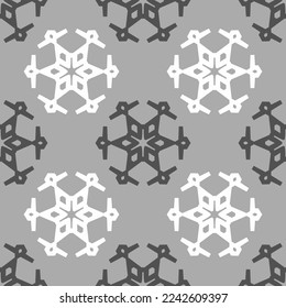 Monochrome seamless pattern with ethnic geometric ornament.