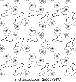 Monochrome seamless pattern featuring festive Christmas details. Great for winter projects, textile, wrapping paper, and holiday graphics