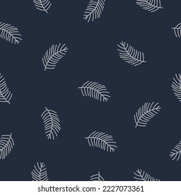 Monochrome seamless pattern with fir branches. Ideal for New Year and Christmas cards, printing on fabric, paper, mugs, backpacks, merch.