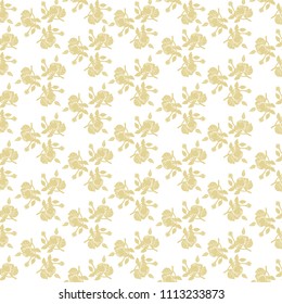 Monochrome seamless pattern of floral ornament of roses on white background for wallpaper in vintage style print for textiles.Rose flower.Vector illustration.