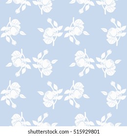 Monochrome seamless pattern of floral ornament of roses for wallpaper background in vintage style print for textiles.Rose flower.Vector illustration.