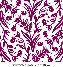 Monochrome seamless pattern with flowers.  Vector illustration