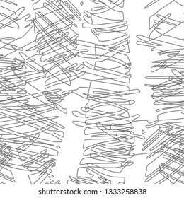 Monochrome seamless pattern with freehand drawn sketch jungle in doodle style. Tropical doodle collection. Perfect for baby textile, wallpaper, wrapping paper, menu, website background. 