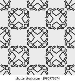 Monochrome seamless pattern with geometric ornament.