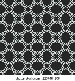 Monochrome seamless pattern with geometric ornament.