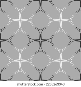 Monochrome seamless pattern with geometric ornament.