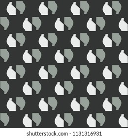 Monochrome seamless pattern with geometric shapes.