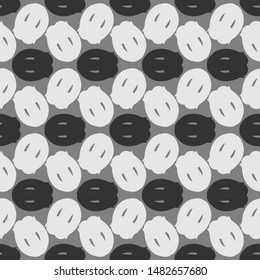 Monochrome seamless pattern with geometric shapes.