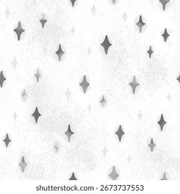 Modelo inconsútil monocromo con las estrellas grises. Antiguas Vector fondo blanco con cristales. Ilustración mágica Abstractas. Diseño para la impresión textil, relleno de la página, papel de embalaje, cubierta, Web
