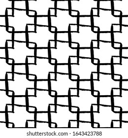 Monochrome seamless pattern with hand drawn squares. Vector illustration. Black and white abstract background. For web, covers, scrapbooking, wrapping paper, printing on textile, clothes, package.