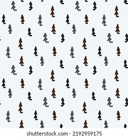 monochrome seamless pattern with hand drawn stylized trees