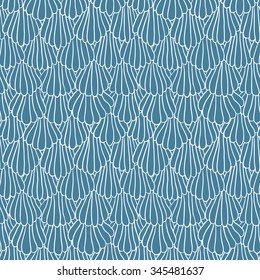 Monochrome seamless pattern with hand drawn shell shapes