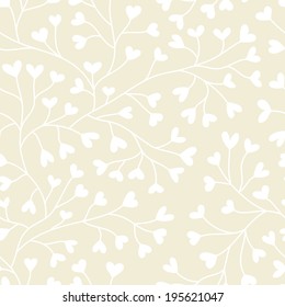 Monochrome seamless pattern with hearts in pastel colors