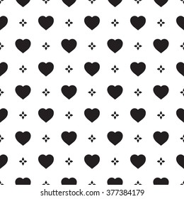Monochrome seamless pattern with hearts. Texture for scrapbooking, wrapping paper, textiles, home decor, 