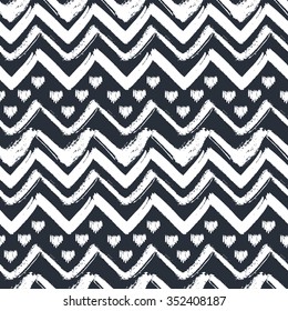 Monochrome seamless pattern, ink vector illustration, hipster textured