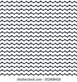 Monochrome seamless pattern, ink vector illustration, hipster textured