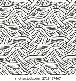 Patrón monocromo sin fisuras con líneas entrelazadas. Ilustración vectorial.