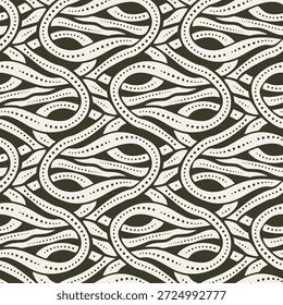 Patrón monocromo sin fisuras con líneas entrelazadas. Ilustración vectorial.