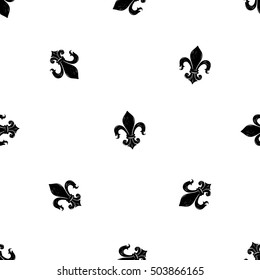 Monochrome seamless pattern with kingly flower. Royal signs in style of fashion illustration. Black and white vector background