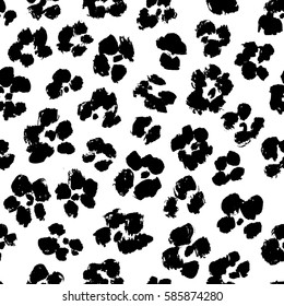 Monochrome seamless pattern with leopard spots. Black and white animal print