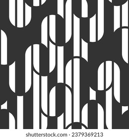 Monochrome seamless pattern of linear geometric shapes. Background for banner, poster, screensaver, decoration, interior and creative idea