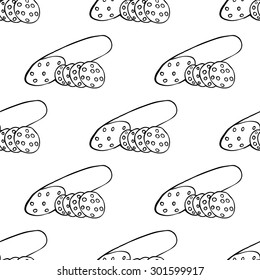 Monochrome Seamless pattern with meat products. Vector illustration