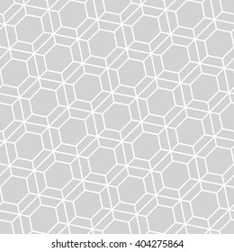 Monochrome seamless pattern. Modern stylish geometric texture with regularly repeating linear hexagons. Vector element of graphic design