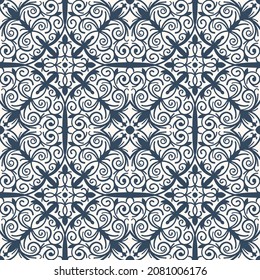 Monochrome  seamless  pattern. Ornament with a arabesques.  Vector illustration  