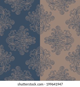 Monochrome seamless pattern with ornate detailed ornament. Each sample ornament in a separate layer. Easy to change. Useful for packaging, invitations, gift cards and more. Vector illustration/EPS 8