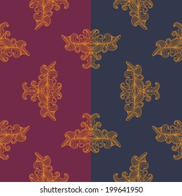 Monochrome seamless pattern with ornate detailed ornament. Each sample ornament in a separate layer. Easy to change. Useful for packaging, invitations, gift cards and more. Vector illustration/EPS 8