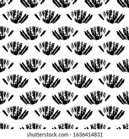 Monochrome seamless pattern with paint spots. Illustration on white background. Vector abstract background. For banners, web, scrapbooking, wrapping paper, printing on textile, clothes, package.