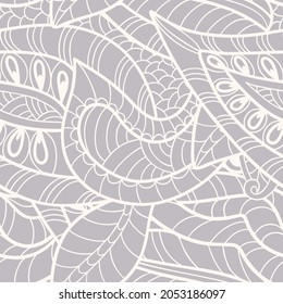 Monochrome  seamless pattern with Paisley print in a retro style. Vector illustration