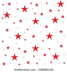 Patrón monocromo sin fisuras con estrellas rojas sobre fondo blanco. Ilustración vectorial de material.