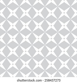 Monochrome seamless pattern with repeated crosses, diamonds and polygons. Vector illustration