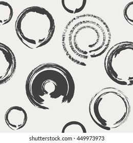 Monochrome seamless pattern with round brush strokes. Repeating background. Can be used as print on fabric, wrapping, scrap-booking