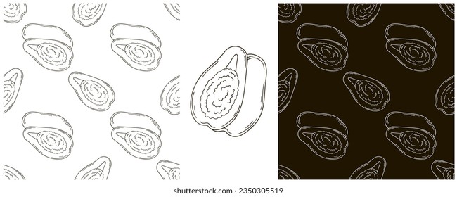 Patrón monocromo sin foco. Establecer en estilo de dibujo a mano. Se puede usar para tela y etc