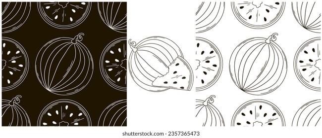 Monochrome Seamless pattern. Set in hand draw style. Can be used for fabric and etc