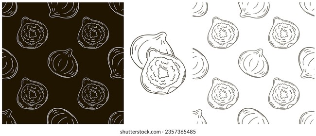 Monochrome Seamless pattern. Set in hand draw style. Can be used for fabric and etc