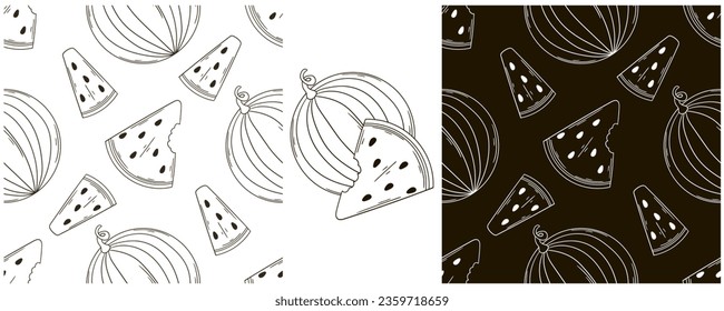 Monochrome Seamless pattern. Set in hand draw style. Can be used for fabric and etc