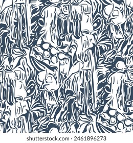 Monochrome Seamless pattern with a simple abstract drawing. Vector illustration.