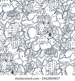 Monochrome Seamless pattern with a simple abstract drawing. Vector illustration.